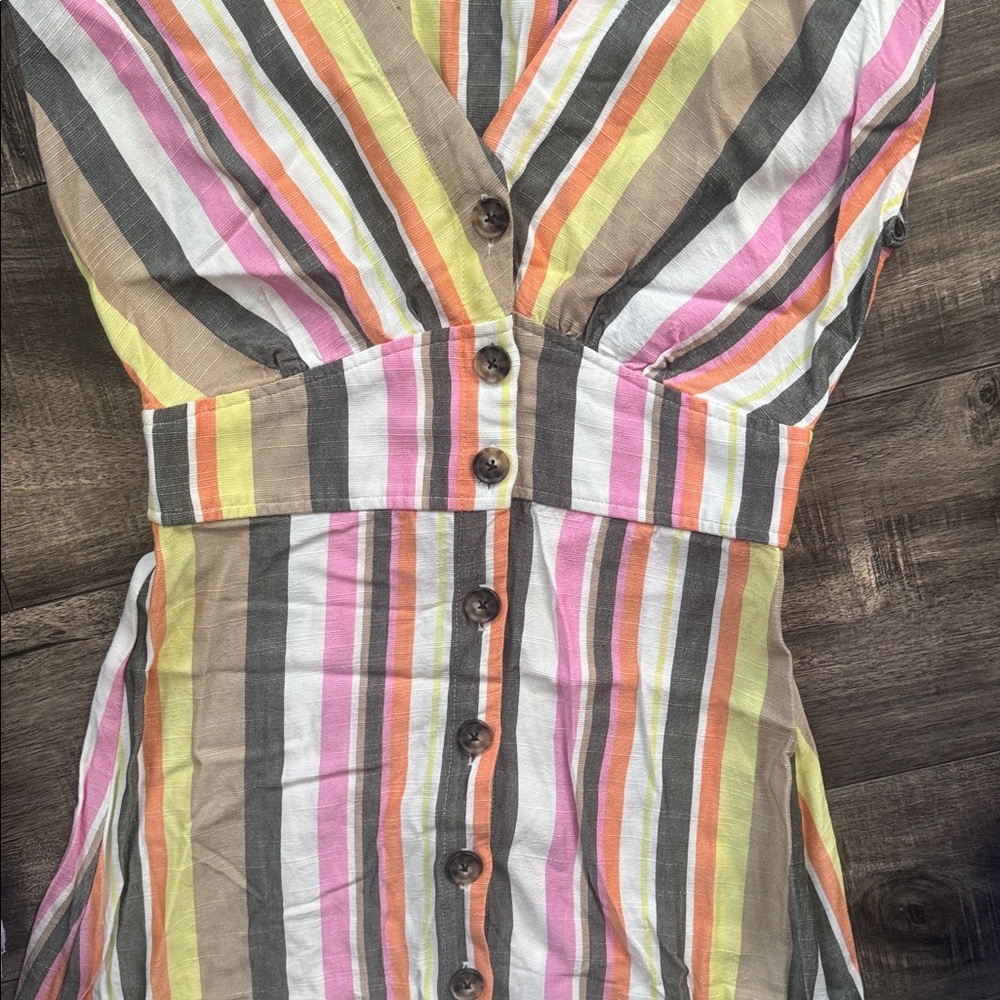 LOFT Multicolor Striped Button-Down Midi Dress si… - image 3